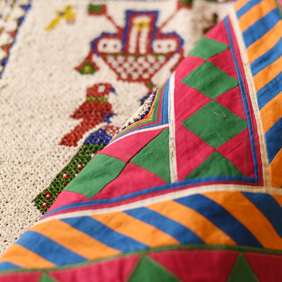 Saurashtra Beadwork - Old & Antique Wall Hanging - Peacock Motif Chakda