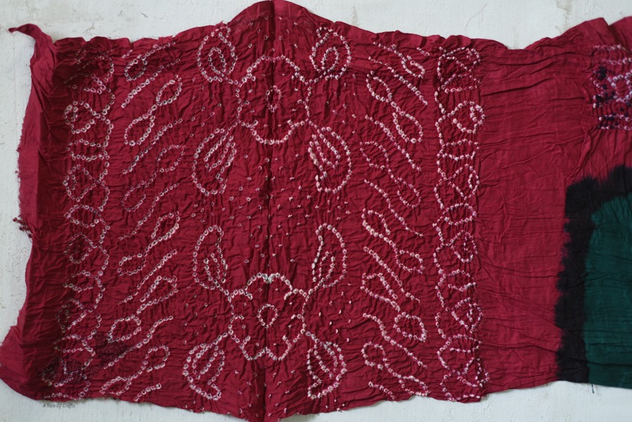red and green cotton bandhni sarees