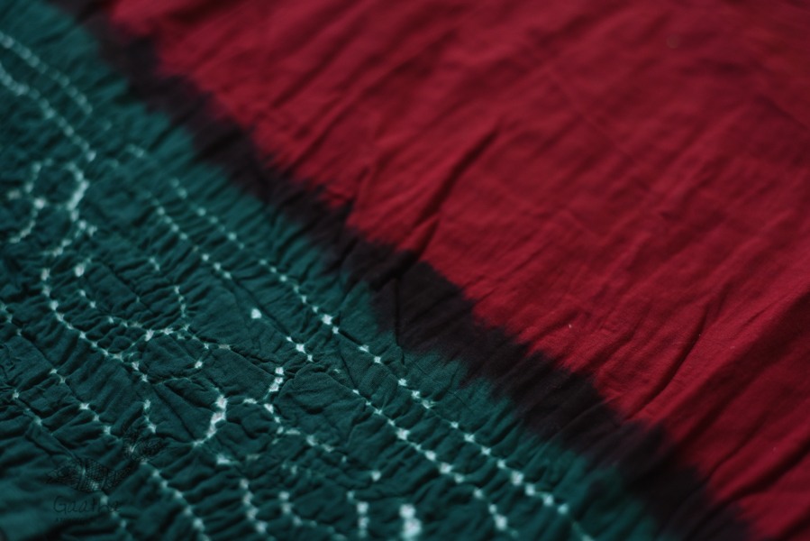 red and green cotton bandhni sarees