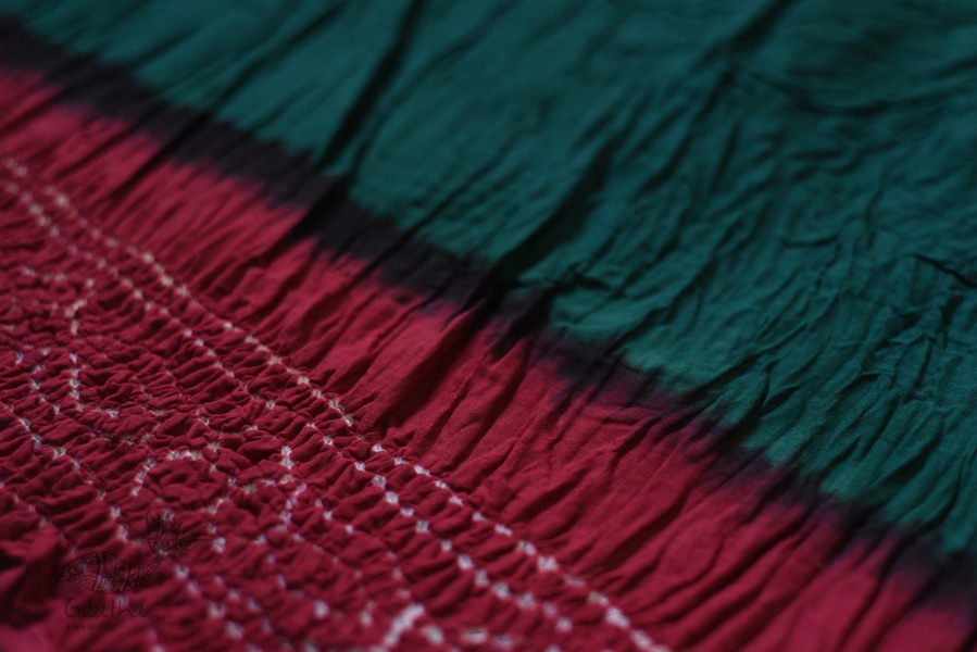red and green cotton bandhni sarees