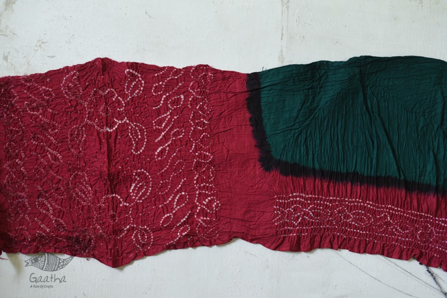 red and green cotton bandhni sarees