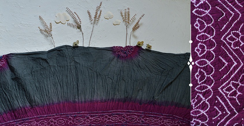 grey and violet cotton bandhni sarees