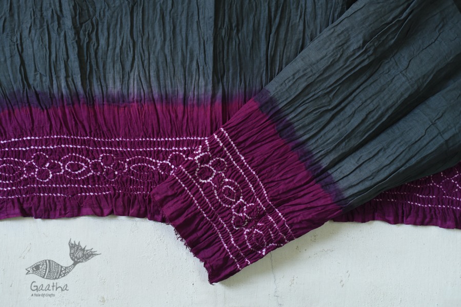 grey and violet cotton bandhni sarees