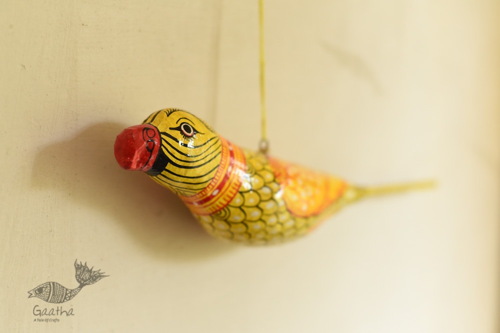 shop hand painted Paper Mache Hanging Bird