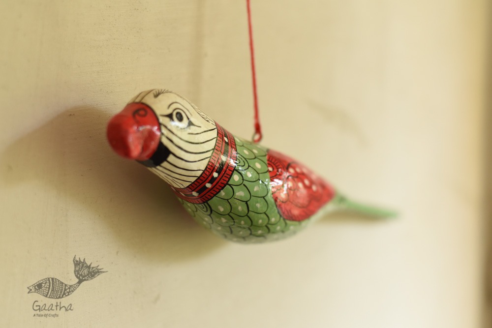 shop hand painted Paper Mache Hanging Bird