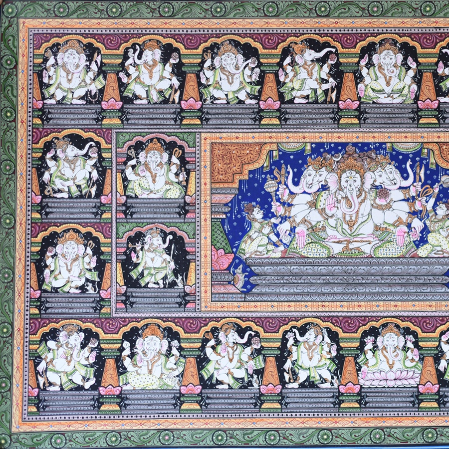 shop Traditional patachitra Panchmukhi Gajanand Painting 