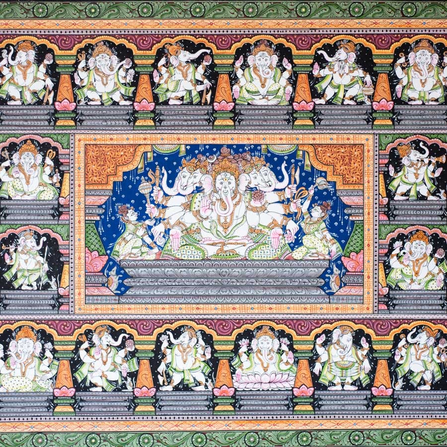 shop Traditional patachitra Panchmukhi Gajanand Painting 