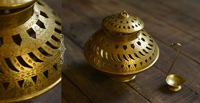 Brass Kalash Pot in Handcrafted carving & Antique look for Indian  Traditional Pooja Items