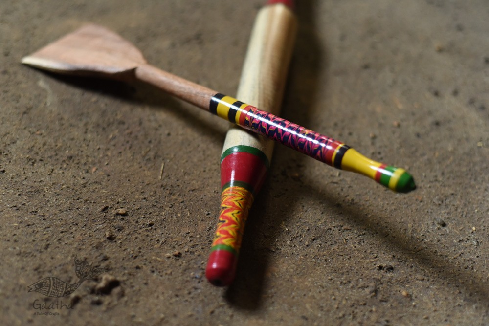 shop Wooden Kutch Lacquer Ladle (Rolling Pill + Turner) 