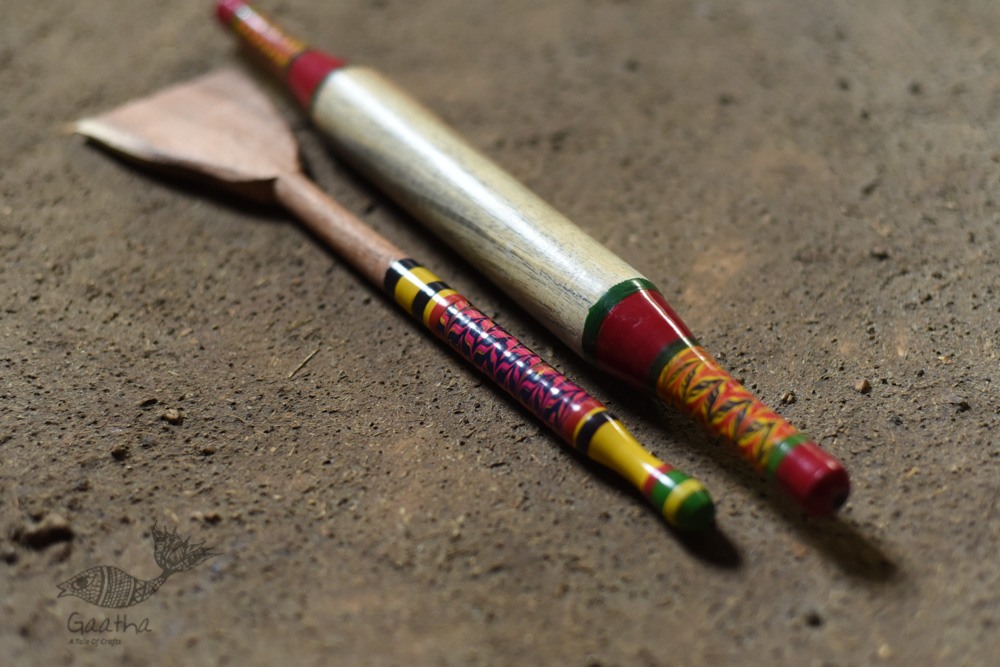 shop Wooden Kutch Lacquer Ladle (Rolling Pill + Turner) 