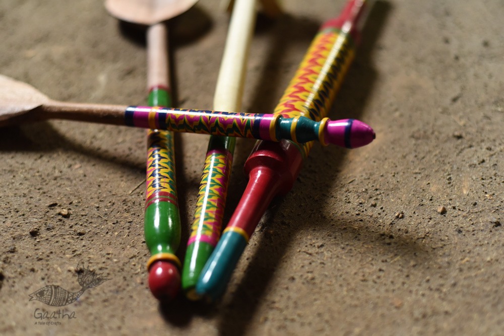 shop Handmade Wooden Utensils - Kutch Lacquer Ladles (Set of Four)