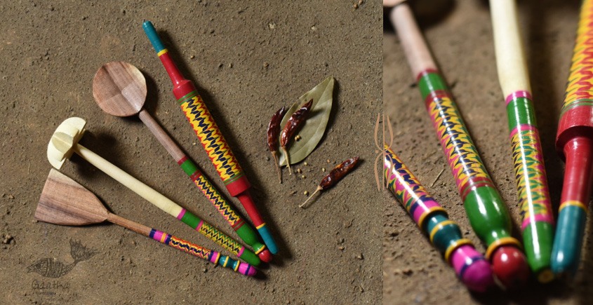 shop Handmade Wooden Utensils - Kutch Lacquer Ladles (Set of Four)