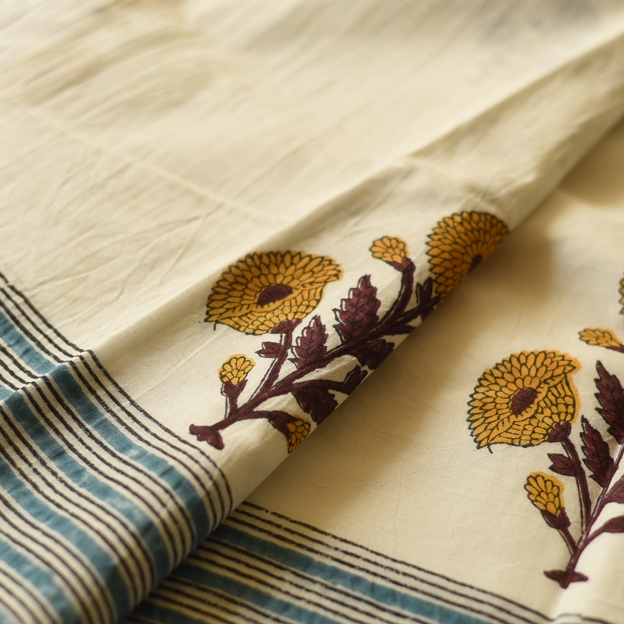 shop Bagru Block Printed Cotton Saree