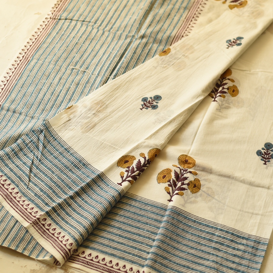 shop Bagru Block Printed Cotton Saree