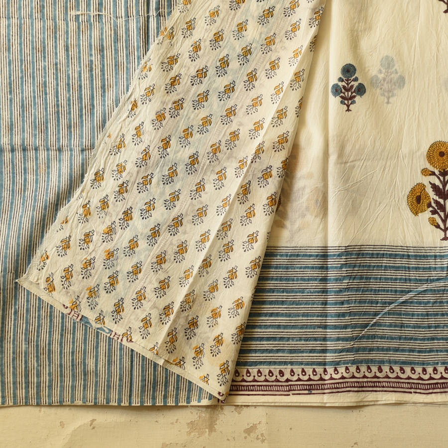 shop Bagru Block Printed Cotton Saree