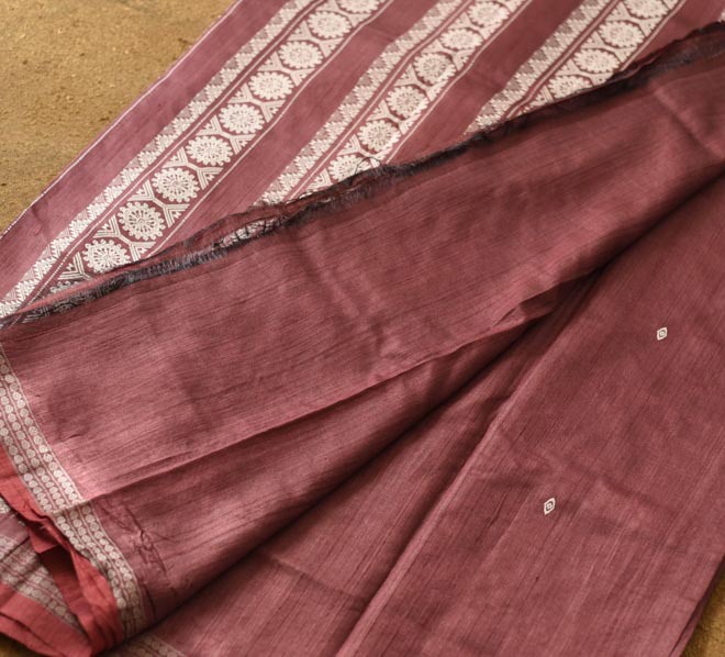 shop Pure Tussar Silk Saree - Jaal Pallu