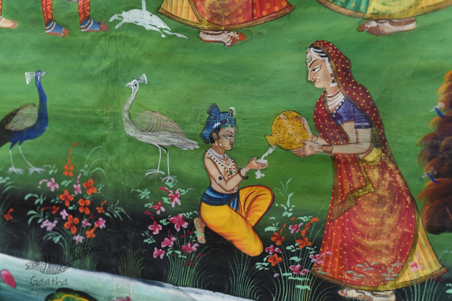 buy Traditional Antique Old Pichwai Painting   - Krishna With Panihari