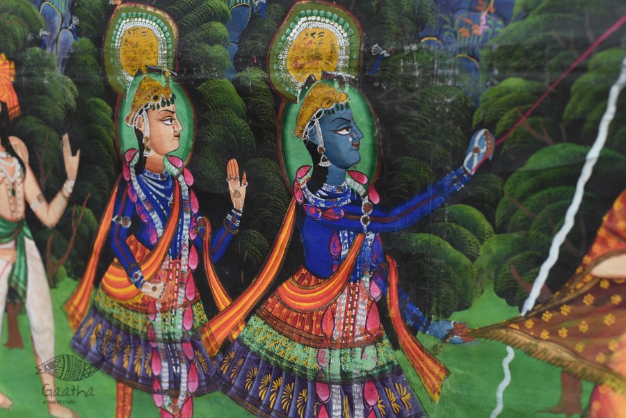 buy Traditional Antique Old Pichwai Painting   - Krishna With Panihari