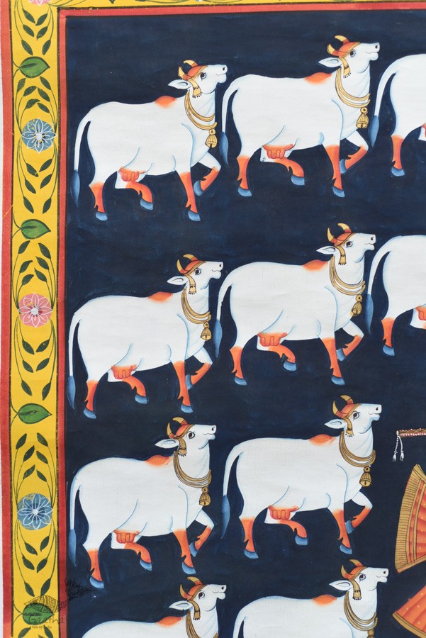 buy Traditional Pichwai Painting - Shrinathji & White cows