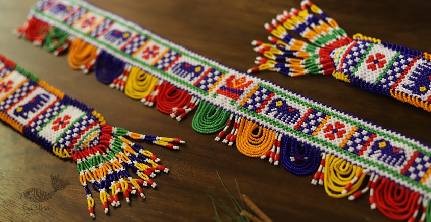 शुभ लाभ ⁂ Glass Bead  Temple ⁂ Toran ( Set of Three ) ⁂ 10C