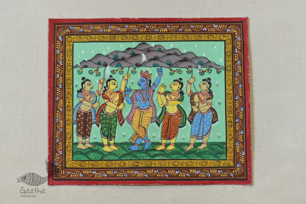 shop patachitra painting - krishna & Govardhan