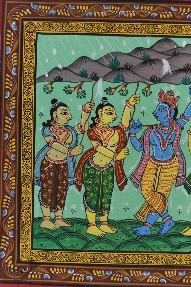 shop patachitra painting - krishna & Govardhan