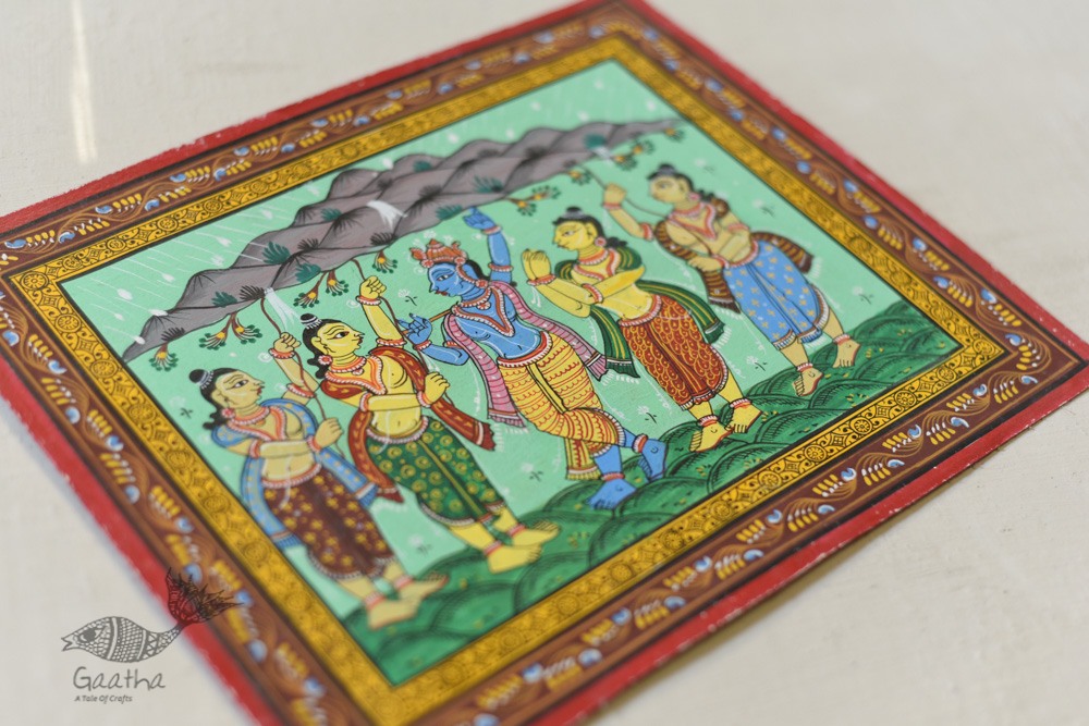 shop patachitra painting - krishna & Govardhan