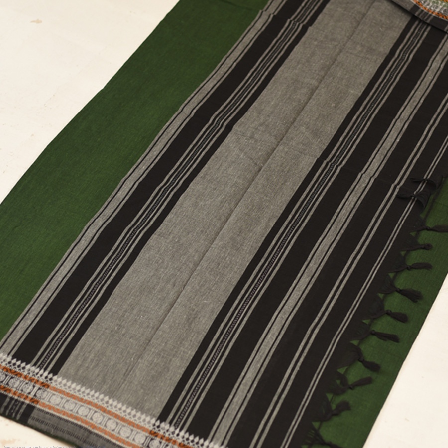 shop Begampuri Cotton Saree With Woven Border