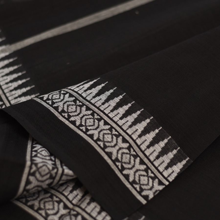 shop Begampuri Pure Cotton Black Saree With Woven Border