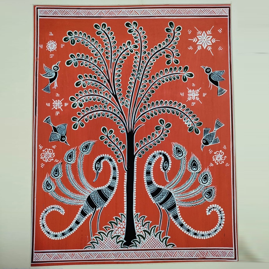shop Mandana Art - Painting  | Tree & Peacock