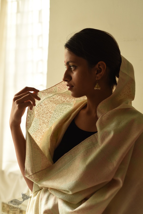 shop Kashmiri Shawl ~ Pure Pashmina & Sozni Jamawar Embroidery