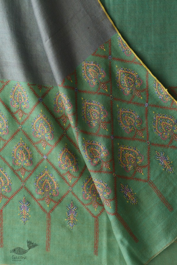 shop Sozni Jamawar Embroidery - Pure Pashmina Shawl