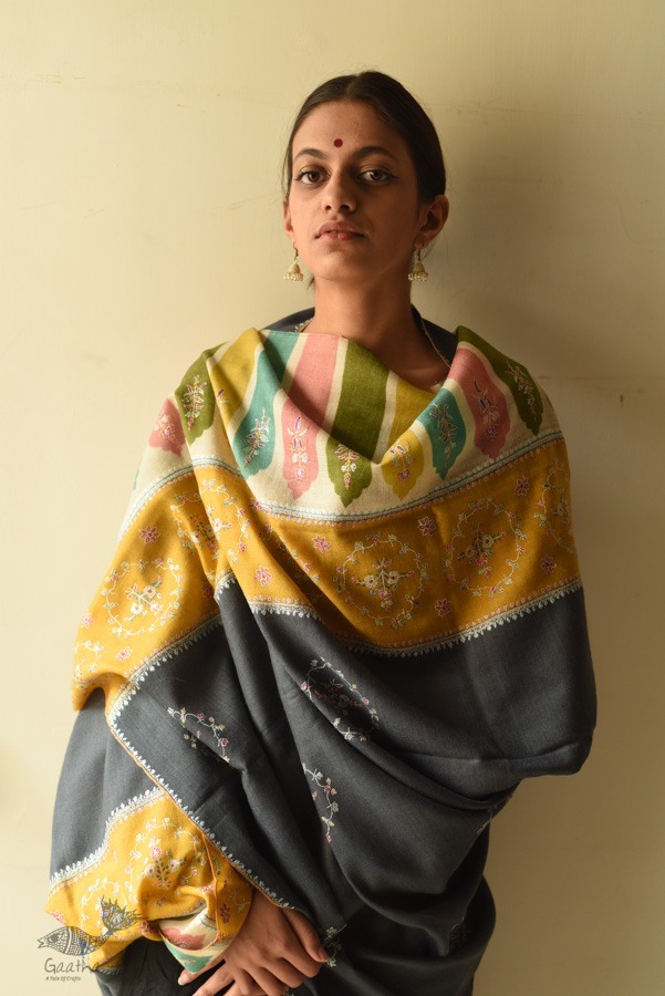 shop Kashmiri Pashmina Shawl with Sozni Jamawar Embroidery