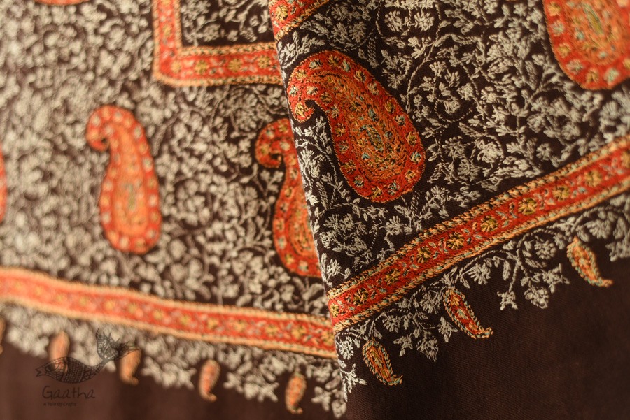 shop Sozni Jamawar Embroidered Pashmina Shawl