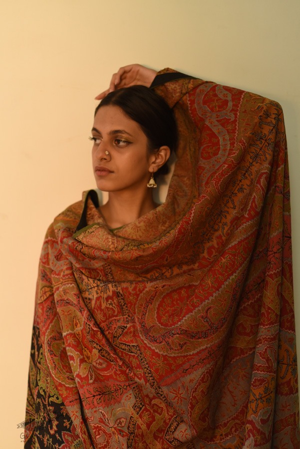 shop Kashmiri Pashmina Long Antique Jamawar shawl