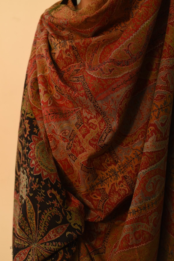 shop Kashmiri Pashmina Long Antique Jamawar shawl