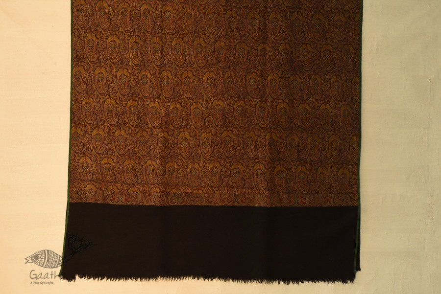 shop Antique Kani Embroidered Black Pashmina Shawl