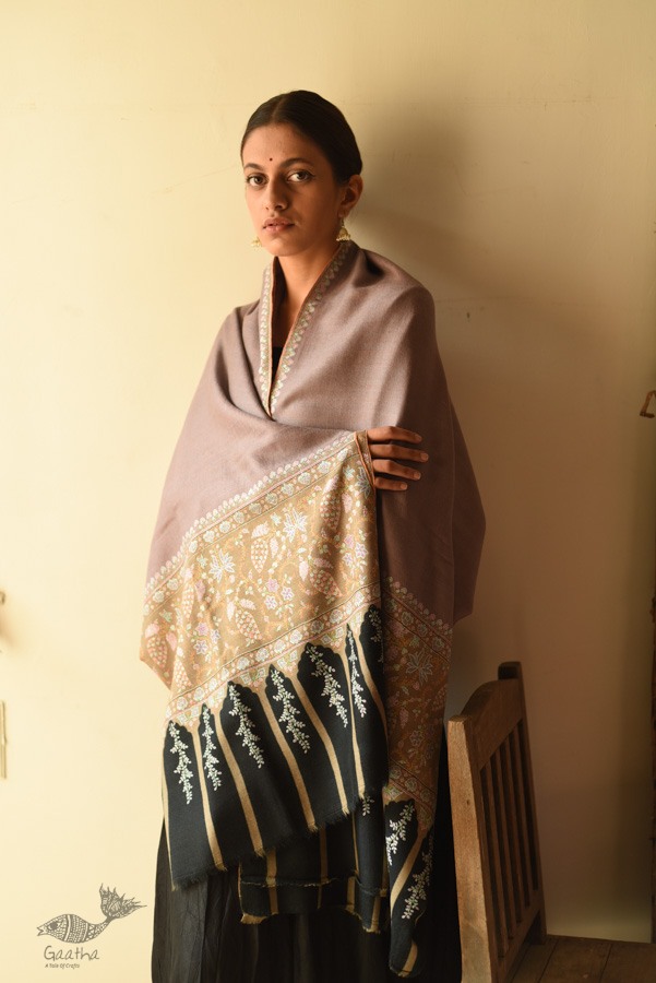 shop Kashmiri Pashmina Shawl with Sozni Jamawar Embroidery