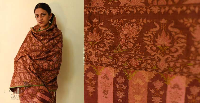 shop Old Antique Dorukha Jamawar Pashmina Shawl