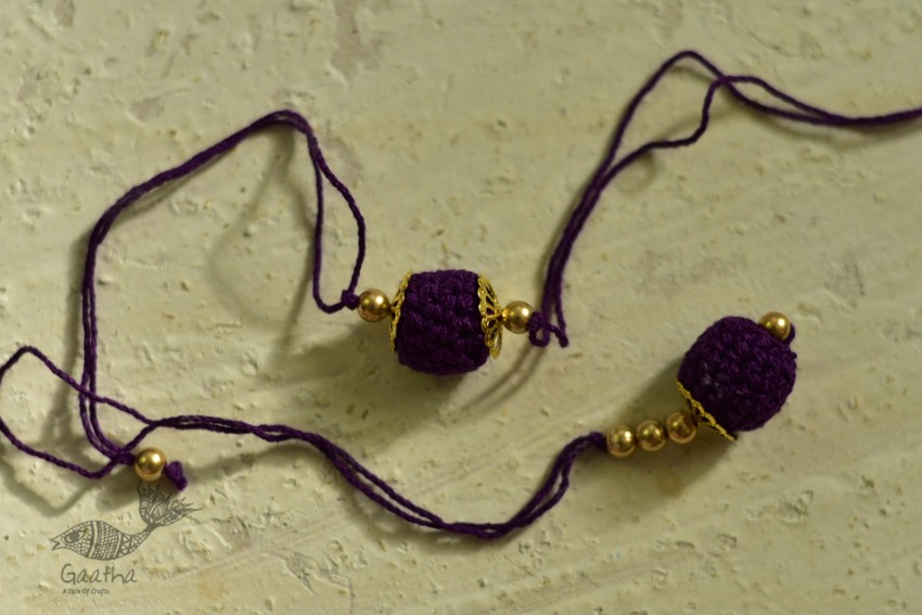 shop online latest collection of handmade crochet rakhi & Lumba Set