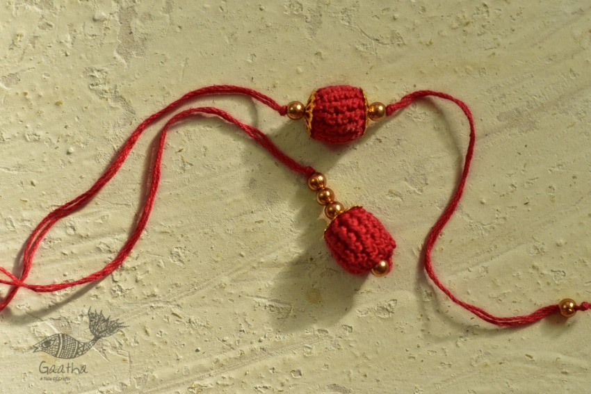 shop online latest collection of handmade crochet rakhi & Lumba Set