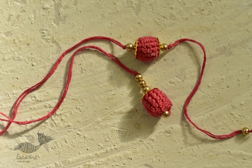 shop online latest collection of handmade crochet rakhi & Lumba Set