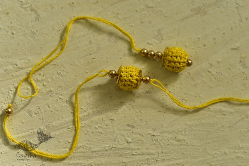 shop online latest collection of handmade crochet rakhi & Lumba Set