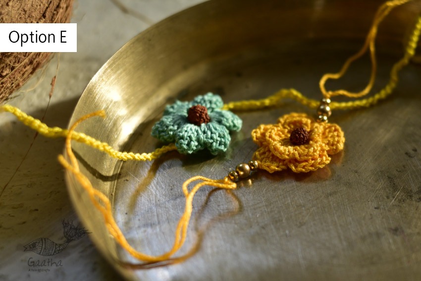 shop online latest collection of handmade crochet rakhi sets