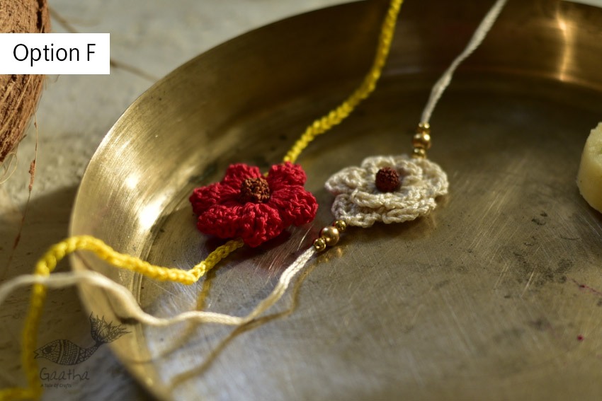 shop online latest collection of handmade crochet rakhi sets