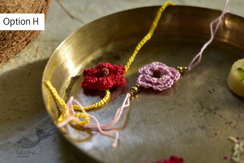 shop online latest collection of handmade crochet rakhi sets