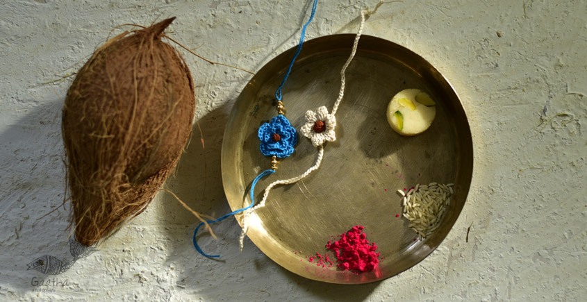 shop online latest collection of handmade crochet rakhi sets