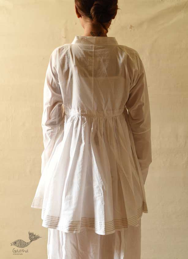 shop Handloom Cotton - Stitched Plain White Kediyu