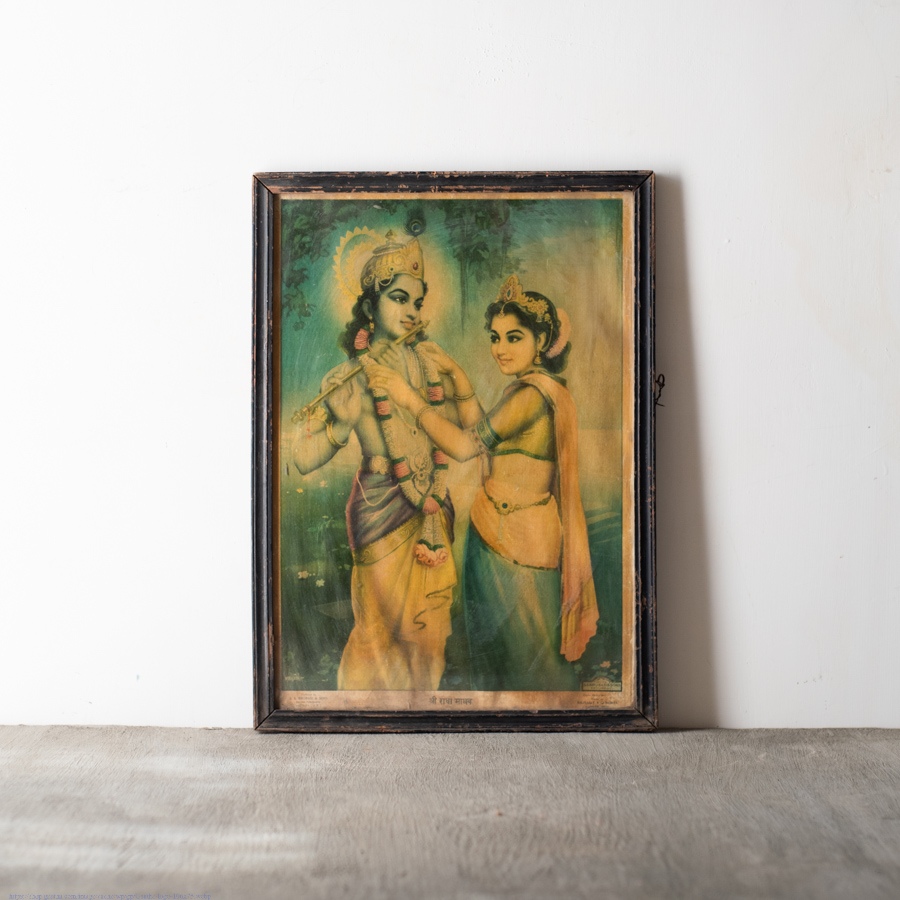 Indian Antique Print | Krishna Radha