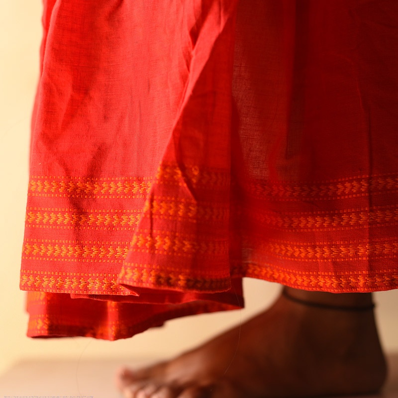 Loom & Light - Handloom Cotton Skirt ~ Red